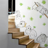 背景墙纸墙贴客厅贴卡通可爱小老鼠墙壁装饰贴画儿童房幼儿园楼梯