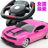 控车儿童迷你玩具赛车小轿车女孩遥控汽车粉红色充电动方向盘RC遥