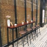 用长条实木靠墙吧桌窗边高铁艺休闲咖啡厅酒吧台桌 家脚吧台桌椅