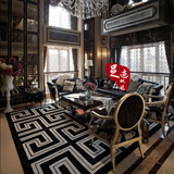 欧式时尚宜家地毯客厅茶几地毯新古典腈纶地毯黑白地毯可定制
