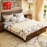 纯实木进口红橡木床原木乡村美式双人床1.5米环保日式储物高箱床