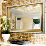 豪华欧式复古美式浴室镜防水卫浴镜卫生间镜子壁挂装饰镜方形雕花