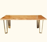 北欧书桌简约loft电脑桌铁艺实木餐桌设计师家具创意办公桌原木桌