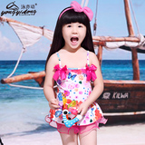 日韩明星同款温泉新款儿童泳衣可爱碎花连体裙式泳衣中童女童泳衣
