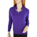 鄂尔多斯市产 女士新款V领套头毛衣 女式专柜正品羊绒衫DC6013