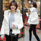 2015新款冬装韩版短款棉衣女大码加厚针织毛线拼接棉服外套