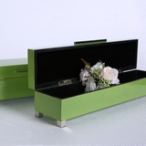 发现生活 新中式卧室摆件 梳妆台饰品首饰收纳盒 绿色实木饰品盒