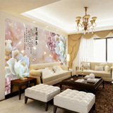 壁画背景墙中式3d牡丹大型客厅中式电视背景墙无缝墙布壁纸