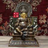 藏传佛教 7寸25cm仿尼泊尔仿古色纯铜密宗佛像 背光黄财神 赞巴拉
