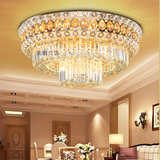 欧式现代简约水晶吸顶灯 高档S金色水晶灯圆形LED 客厅餐厅饭店灯