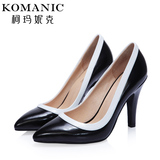 柯玛妮克/Komanic 新款优雅真皮女鞋子 中口尖头粗高跟单鞋K49441