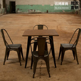 餐桌椅组合4人6人美式乡村工业风餐厅实木桌子吧桌 可定做多尺寸