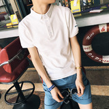 夏季新款韩版男装半袖刺绣贴布修身POLO衫潮流休闲翻领短袖T恤男