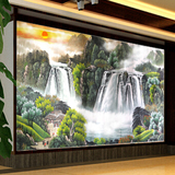中式客厅壁画壁纸画风景画大型背景墙纸画旭日东升山水风水画