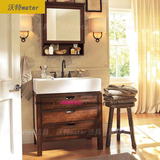 美式乡村浴室柜组合实木落地卫浴柜小户型橡木田园卫生间洗脸盆柜