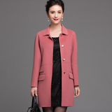 品牌女装2015秋冬新款手工双面毛呢外套高端双面羊绒女大衣正品