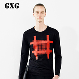 特惠 GXG男装春装新款 男士时尚休闲修身黑色长袖T恤#34134018