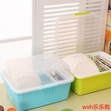 日式塑料碗柜沥水碗架箱大号餐具收纳装碗盒放碗筷碗盘架带盖厨房