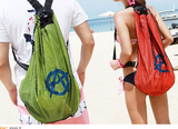 超大沙滩包网眼背包游泳包比基尼收纳袋双肩包泳衣防水包购物袋子
