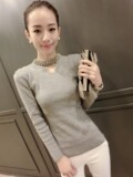 韩国代购2016春新款纯色套头针织毛衣打底衫修身性感保暖百搭舒适