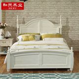 美式乡村白色实木床定制白蜡木床双人床实木床做旧床儿童床1.81.5