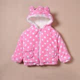 韩版女宝宝冬装加厚棉衣服豹纹外套秋冬婴儿服装一周岁1-2-3-4岁