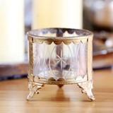 手工印度进口复古黄铜玻璃烛台烛杯摆件耀眼美