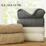 全棉针织毯毛线盖毯 羊羔绒复合毯冬季毛毯加厚保暖毛绒毯子线毯