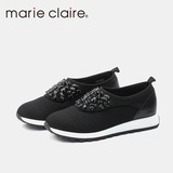 Marie Claire/MC 2016新款舒适莱卡网布水钻厚底运动鞋女旅游鞋潮
