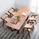 美式松木餐桌 铁艺现代家具办公会议桌长桌简约小户型餐桌椅组合
