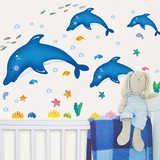 三代可移除海豚防水墙贴  儿童房游泳馆幼儿园浴室海洋贴纸贴画