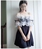 2016春夏季新款女装蕾丝连衣裙女中长款时尚韩版显瘦套装夏天裙子