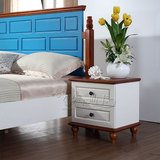 卧室家具 地中海风格床头柜美式乡村实木床头柜田园床边柜子斗柜