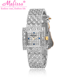 Melissa/玛丽莎 正品施华洛世奇水晶珠宝方形水钻女士手表F8060