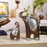 泰国仿古家居母子象摆件 客厅室内电视柜工艺树脂大象装饰品摆设