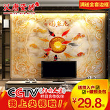 汉唐瓷砖背景墙3D中式现代客厅电视沙发装饰壁画镀金雕 九鱼戏珠