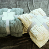 宜家北欧 全棉针织羊绒盖毯 冬用加厚羊羔绒毛线休闲毯 沙发毯