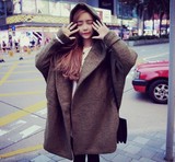 2015秋冬女装韩版学生毛呢外套茧型甜美中长款呢子大衣修身加厚