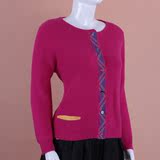秋冬新款 产自鄂尔多斯羊绒衫圆领女士开衫毛衣加厚提花针织衫