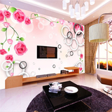 电视背景墙壁纸客厅卧室3d立体粉红玫瑰大型壁画现代简约无缝墙布