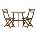 北京宜家代购IKEA阿霍蒙阳台桌+两折叠椅子户外着褐色漆