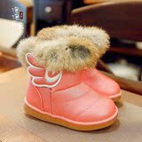 2016冬季新款韩版天使的翅膀兔毛牛筋底儿童雪地靴女童靴子公主靴