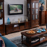 新古典美式乡村电视柜酒柜组合简美全实木高档奢华储物柜客厅家具