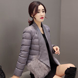 冬装2015新款羽绒棉服韩版西装领中长款棉衣女修身显瘦外套学院风