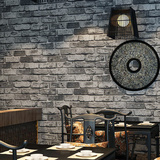 现代中式3D灰砖砖纹墙纸仿古砖块个性餐厅酒吧复古红砖青砖壁纸