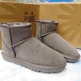 包邮短筒靴5854冬季雪地靴短靴保暖靴女靴棉靴一脚套真皮靴子灰色