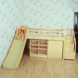茗馨实木儿童床 梯柜床 多功能储物床 上下床带书桌书柜组合床