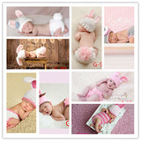 儿童摄影衣服婴儿写真服装宝宝百天满月拍照手工毛线小白兔衣服