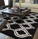 现代家居黑白条纹地毯客厅茶几卧室床边手工地毯玄关定制地毯包邮