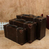 欧式创意棕色手提箱 复古杂物储存收纳箱 仿古木箱 婚纱摄影道具